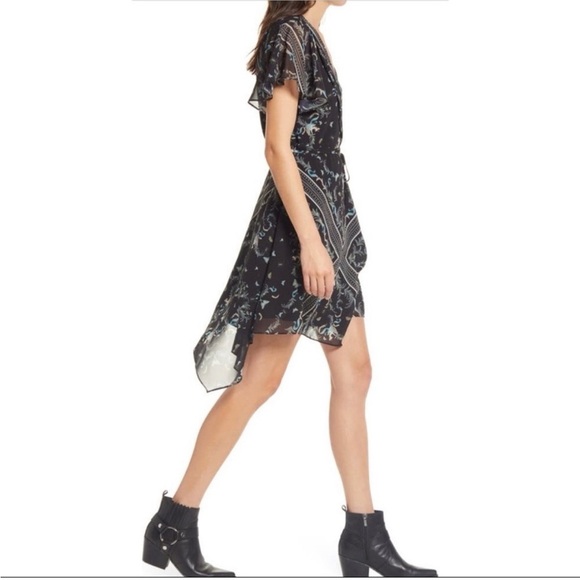 ALLSAINTS Kaiya Assam Print Asymmetrical Wrap Dress - Picture 4 of 12